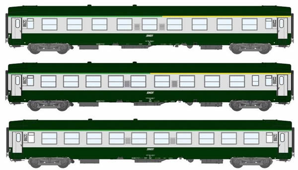 REE Modeles VB-122 - 1/2 Class French 3pc Passenger Coach Set Red Plate Capitol 